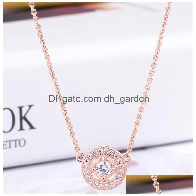 Pendant Necklaces S925 Sterling Sier Necklace Rose Gold Vintage Charm Clavicle Fashion Unique Ladies Jewelry Drop Delivery J Dhgarden Dhtfd