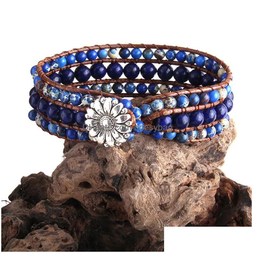 fashion boho beads bracelet jewelry colorful natural stone friendship beaded wrap braceletes dropship