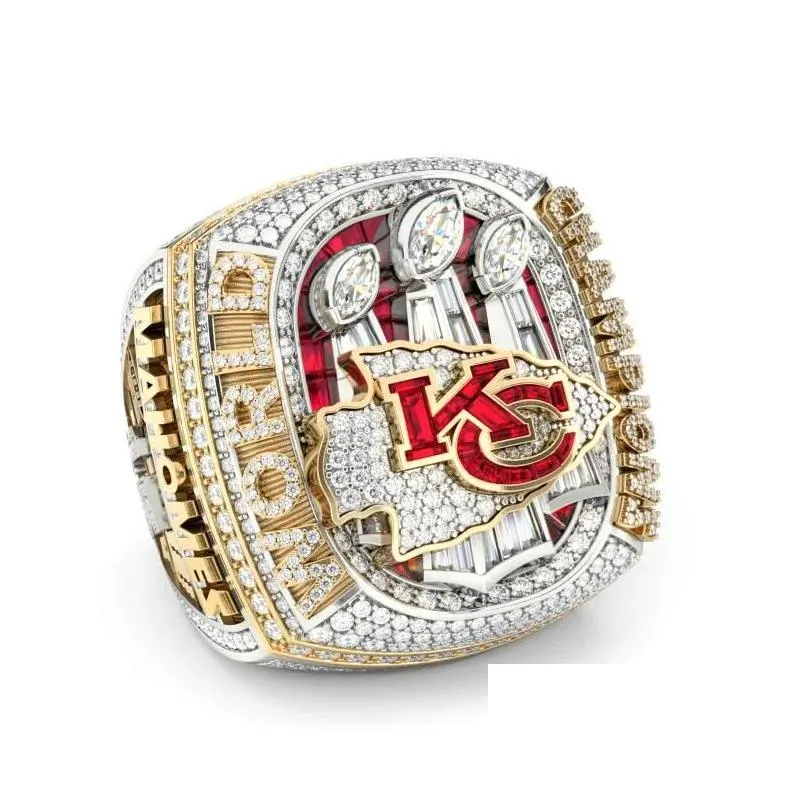 2022 2023 kc  team champions championship ring with wooden display box souvenir men fan gift drop shipping