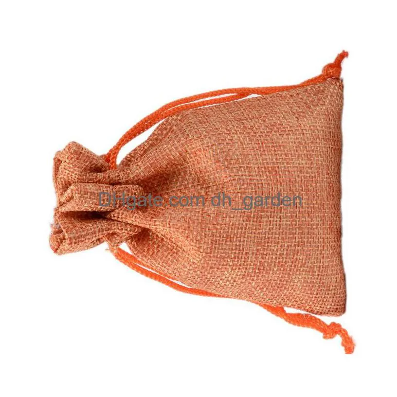 Jewelry Pouches, Bags 7X9Cm 9X12Cm 10X15Cm 13X18Cm Orange Mini Pouch Jute Bag Linen Jewelry Gift Dstring Bags For Wedding Fa Dhgarden Dh0Nh