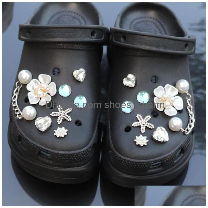 trend starfish croc charms summer sandals musthave pearl flower accessories