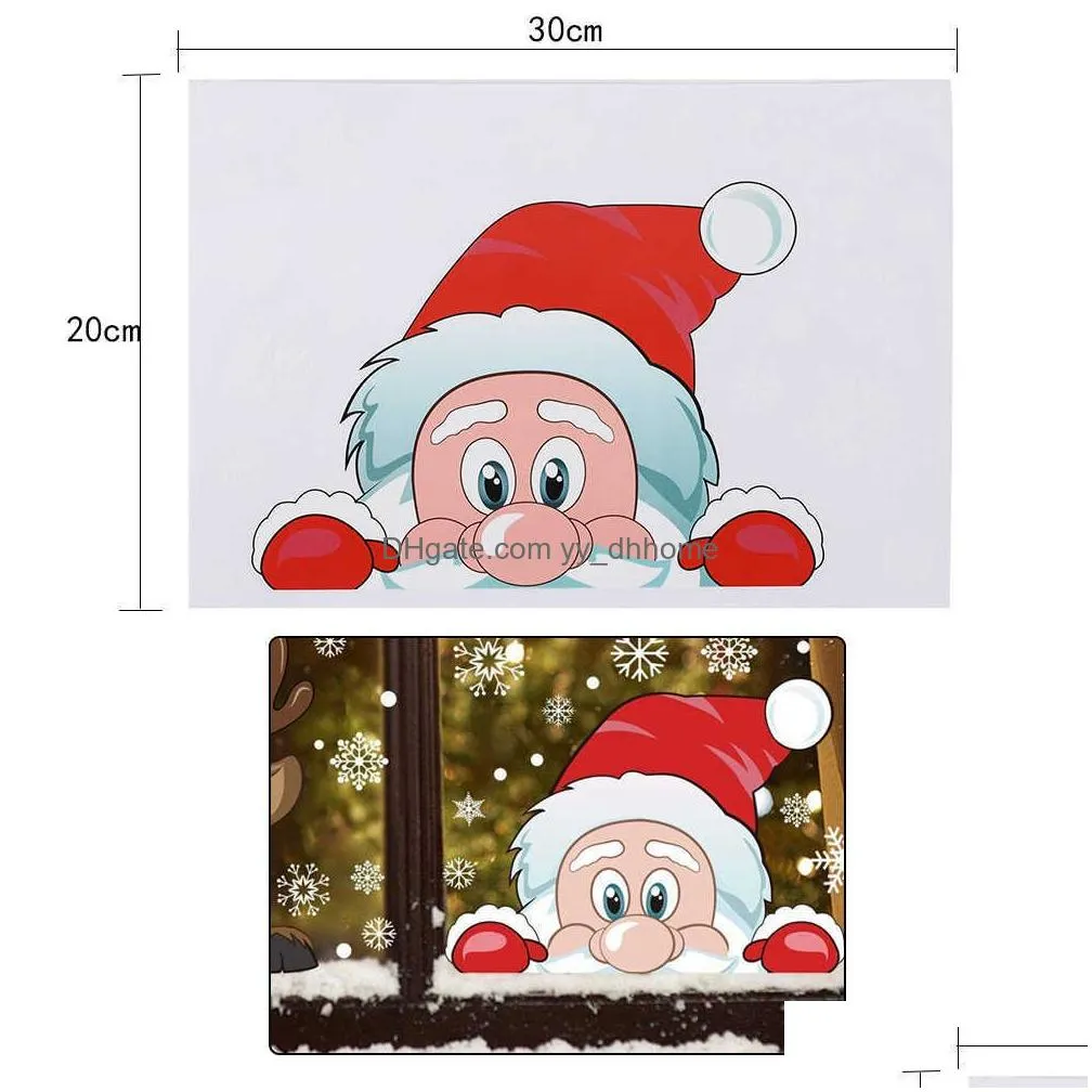  christmas santa claus window stickers wall ornaments christmas pendant merry christmas for home decoration 2022 year stickers