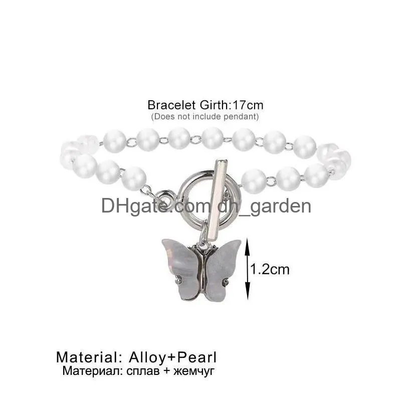 Chain Charm Gold Chain Acrylic Butterfly Bracelets For Women Imitation Pearl Punk 2021 Animal Bangle Bracelet Girl Gift Fash Dhgarden Dhitf