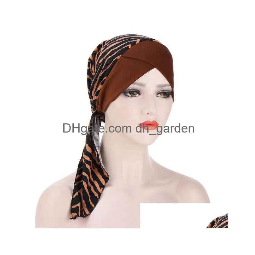 Beanie/Skull Caps 2022 New Women Muslim Fashion Hijab Cancer Chemo Flower Print Hat Turban Head Er Hair Loss Scarf Wrap Pre- Dhgarden Dhgbk
