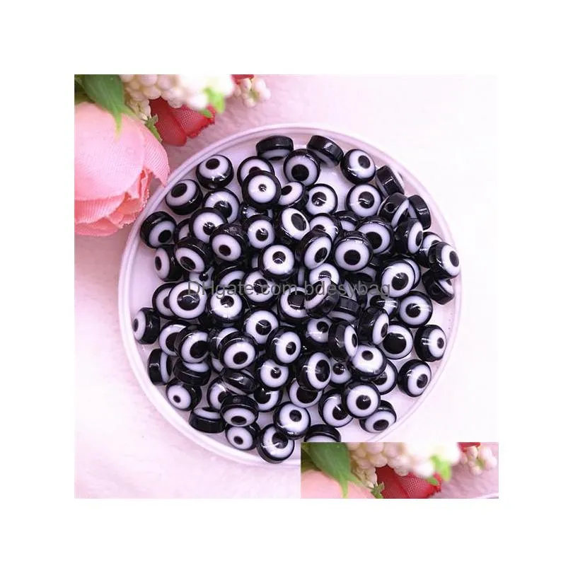 new 50pcs 10mm oval bead evil eye resin spacer beads for jewelry making diy bracelet beads 01