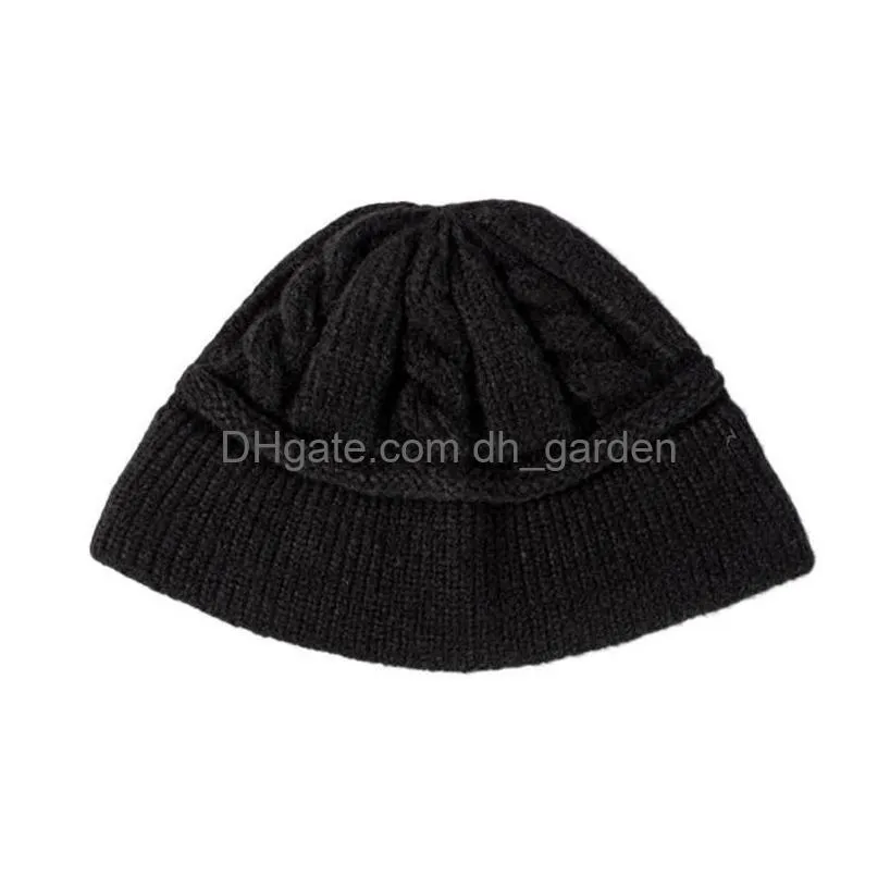 Berets Berets Womens Fashion Casual Twisted Woolen Hat Winter Thicken Warm Outdoor Knitted Women Men Uni Solid Color Hatf Dr Dhgarden Dh5Qo