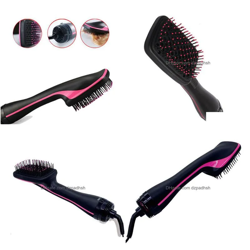 Professional One-Step Hair Dryer Blower Brush Blowdryer Electric Air Fan Negative Ion Mti-Functional Straightener Comb Drop Delivery Dhq2T