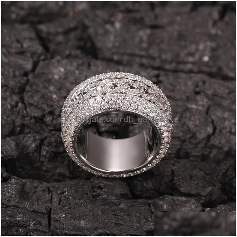 rotatable cuban ring fashion hip hop jewelry mens gold silver high quality diamond iced out rings