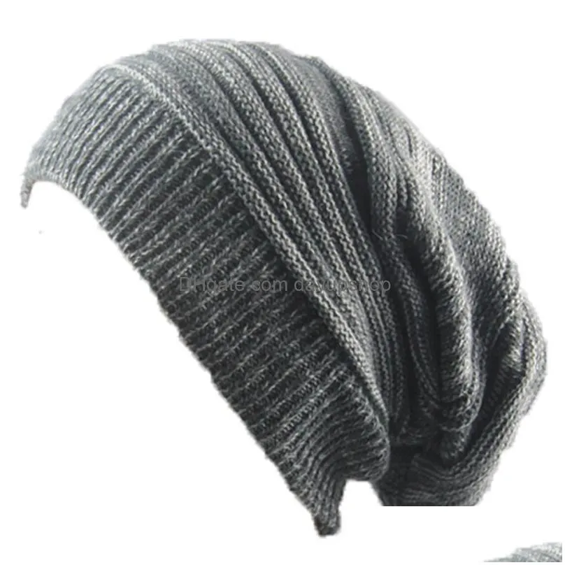 6 Colors Two-Color Pleated Knit Cap Thermal Plover Acrylic Pile Up Hat Outdoor Travel Womens Warm Drop Delivery Dhvwf