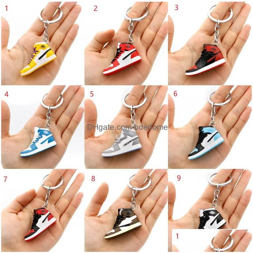 Fashion 100 Styles 3D Basketball Shoes Keychain Stereoscopic Sneakers Key Chain Mini Sport Shoe Keyring Bag Pendant Gift For Men Women Dhkry