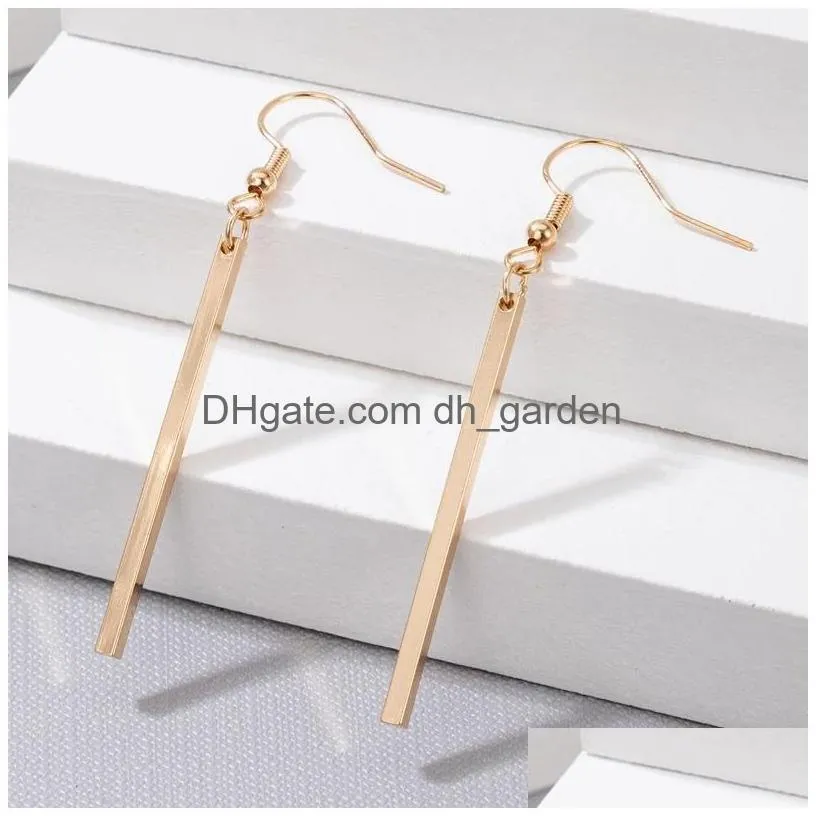 Dangle & Chandelier Dangle Chandelier Simple Stick Drop Earrings For Women New Trendy Sier Color Geoemtry Earring Wedding Je Dhgarden Dhkpm