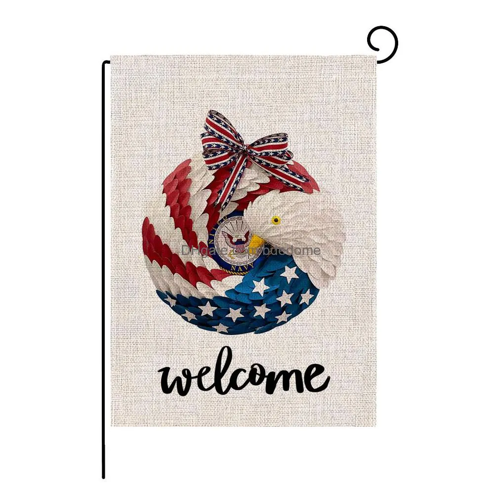 13 Style 47X32Cm Independence Day Garden Flag Accessories Double Sided Printing Spring And Summer Outdoor Welcome Drop Delivery Dhroh