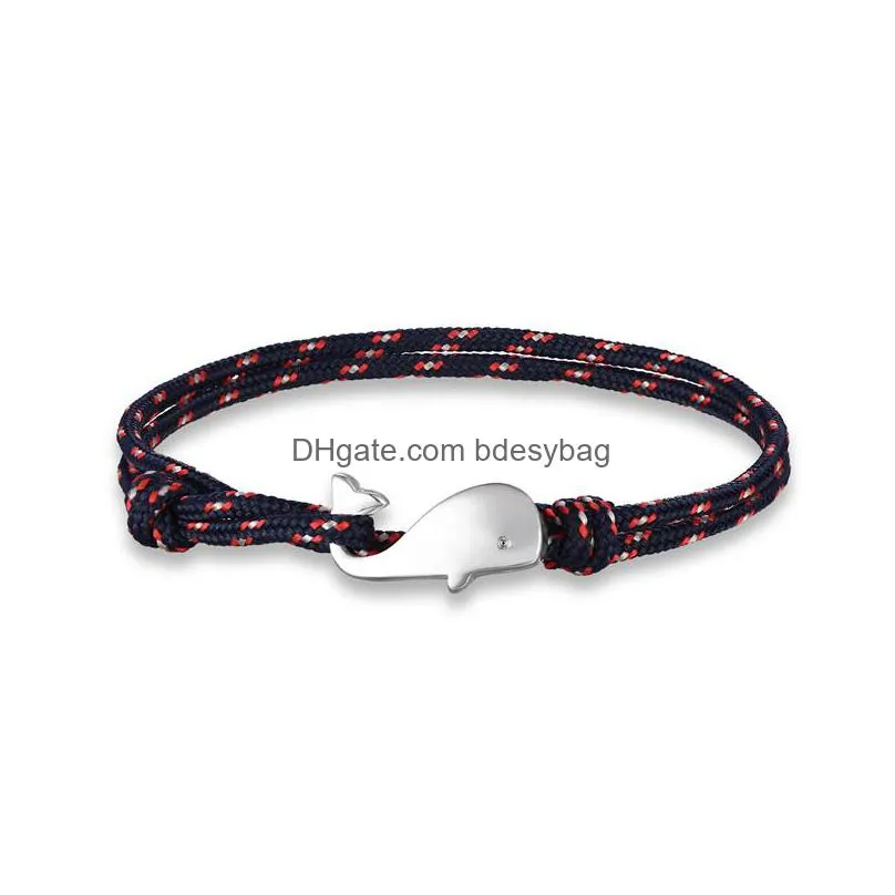 navy style beads camping parachute cord whale tail anchor bracelet men women 550 paracord jewelry wrap metal hooks