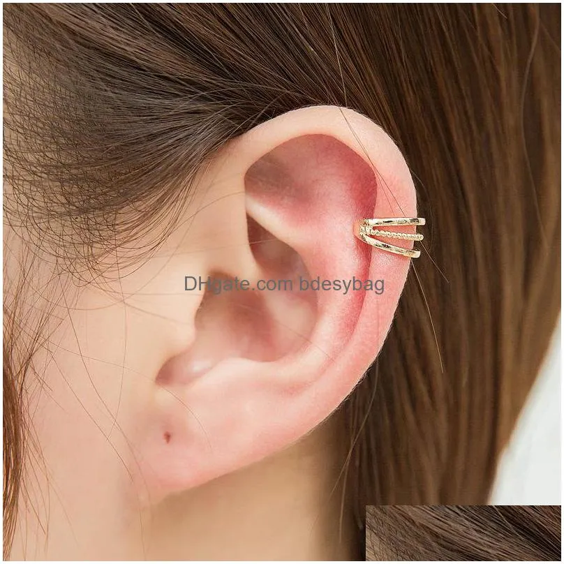 fashion no pierced ear clip cuff wrap earrings leaf feather pendant nonpiercing for women party statement