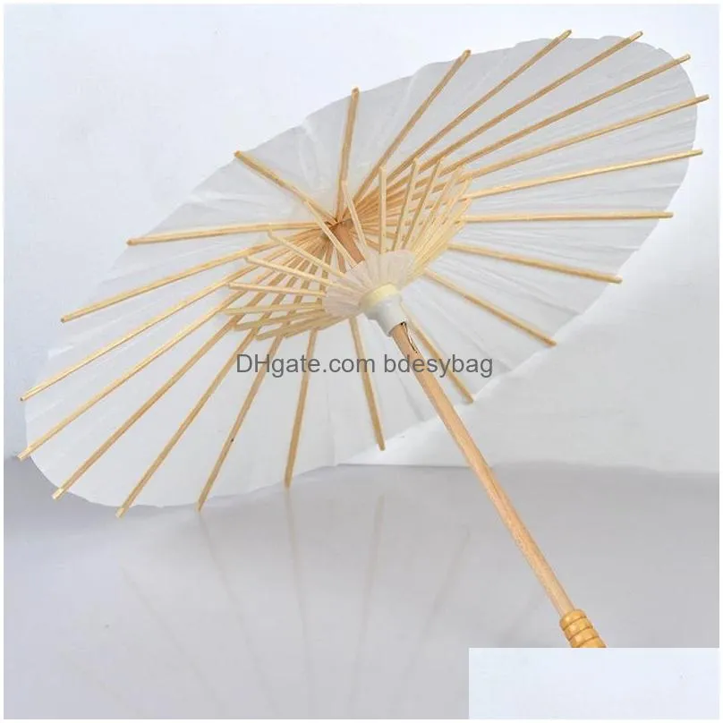 60cm chinese craft paper umbrella for wedding photograph accessory party decor white paper longhandle parasol