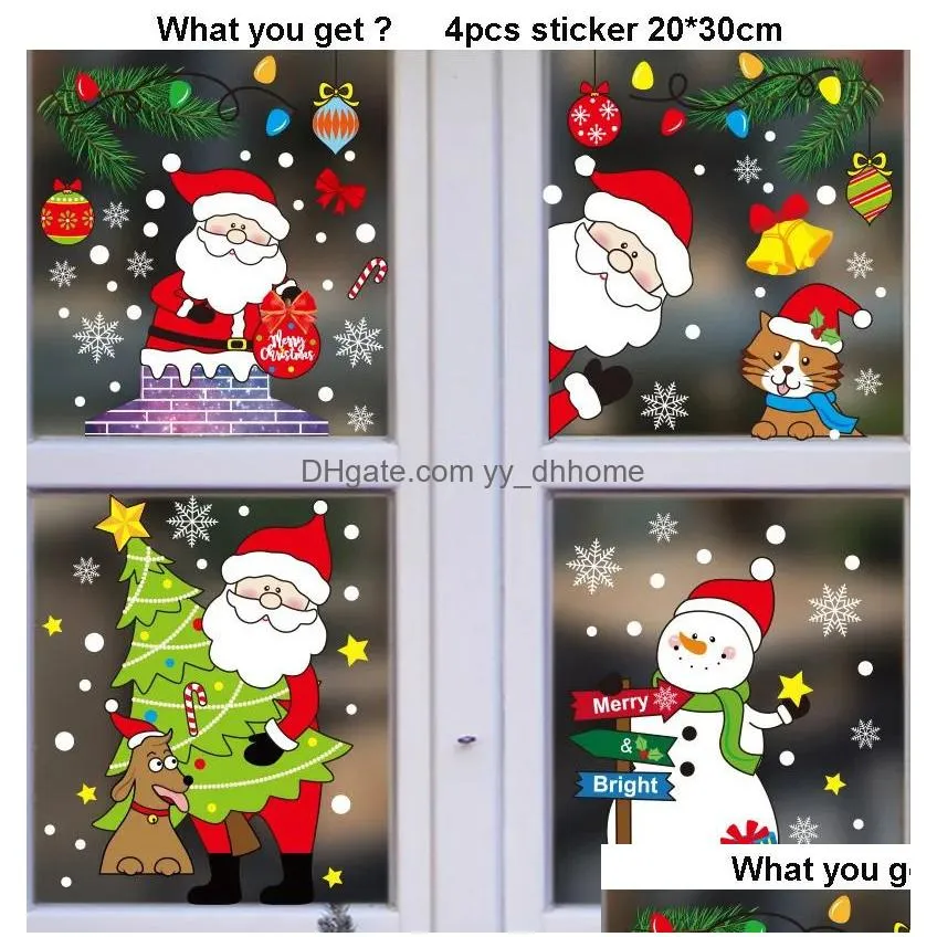 wall stickers merry christmas window sticker xmas decals decorations for home shopping mall store office 231011