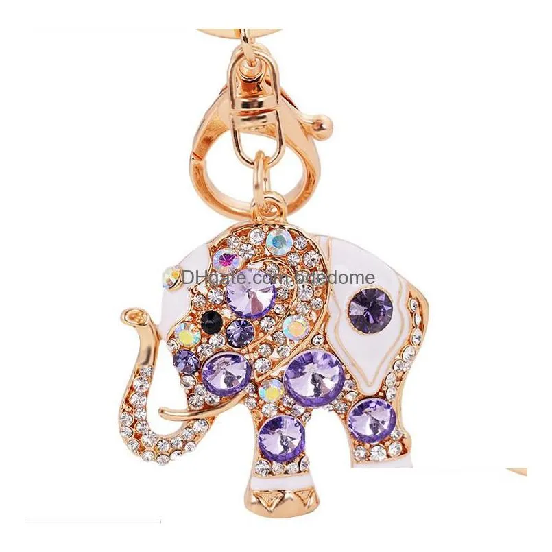 Colorf Cute Elephant Keychain Key Chain Ring Holder Porte Clef Gift Men Women Souvenirs Bag Pendant Car Drop Delivery Dhv6R