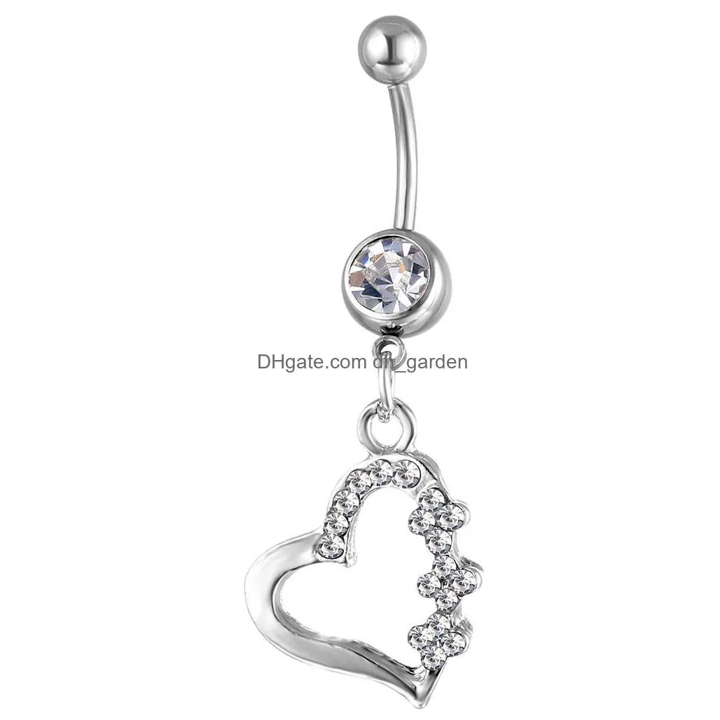 d0128 heart belly navel button ring mix colors