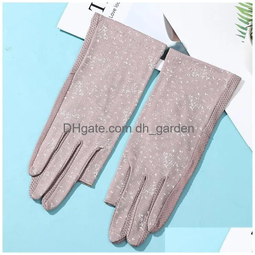Five Fingers Gloves Five Fingers Gloves Womens Short Spring Cyclist Summer Half Finger Thin Cotton Sun Protection Cycling No Dhgarden Dhurz