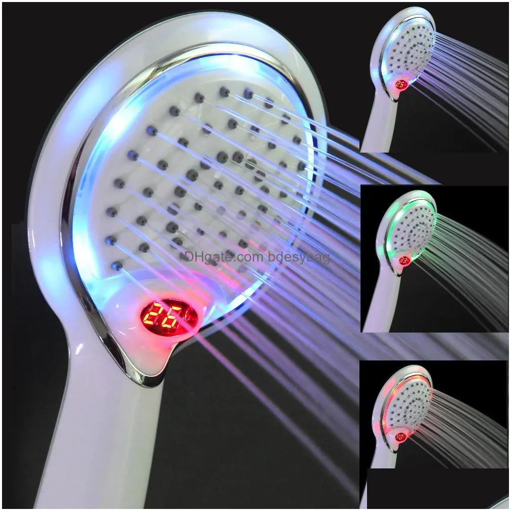 lcd shower.led hand held shower head.3 colors with temperature digital display. water powered spray