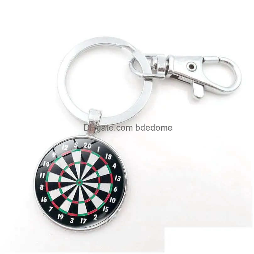 Darts Target Key Chain Europe And The United States Restore Ancient Time Gem Pendant Ring Drop Delivery Dh1Ot