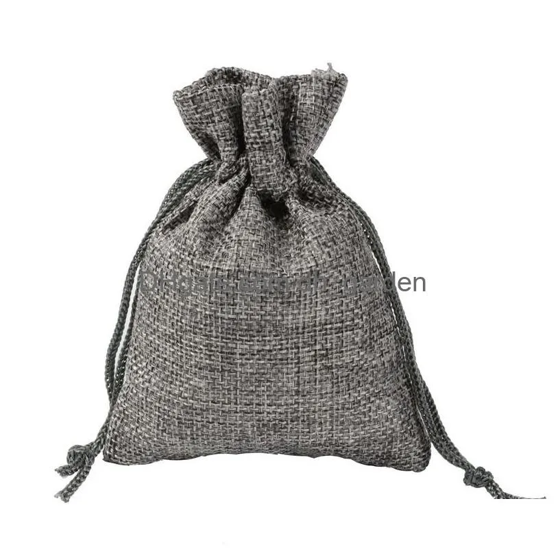 Jewelry Pouches, Bags 7X9Cm 9X12Cm 10X15Cm 13X18Cm Mti Colors Mini Pouch Jute Bag Linen Jewelry Gift Dstring Bags For Weddin Dhgarden Dhhj2