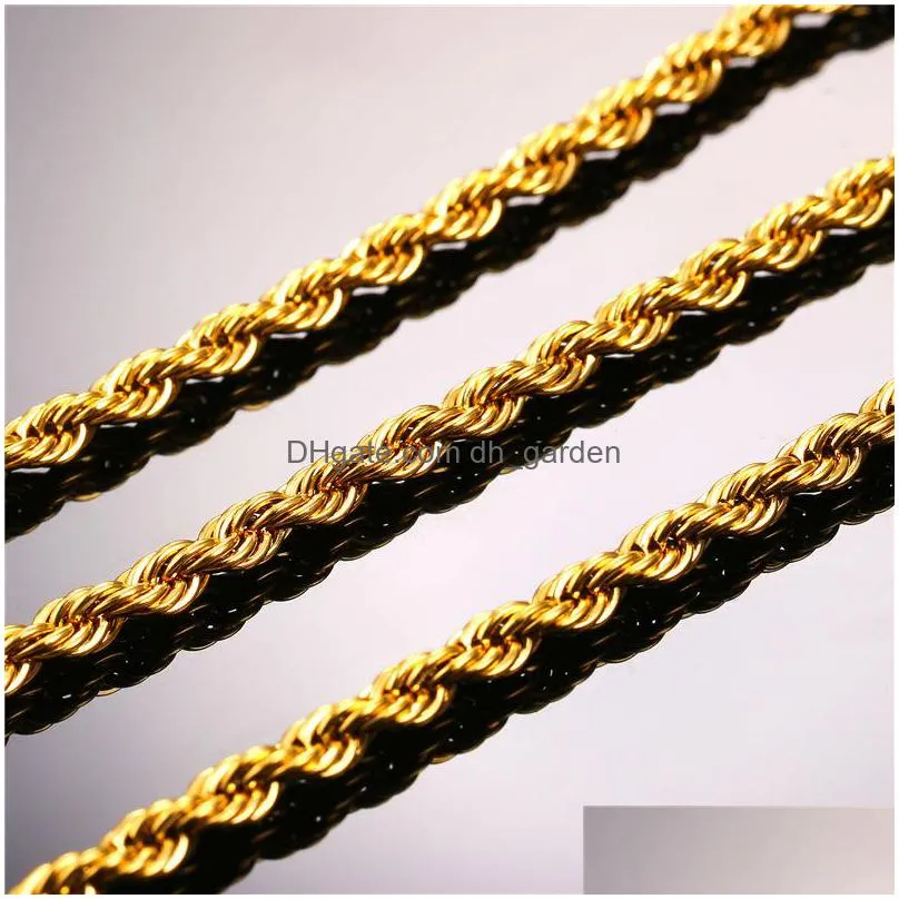 gold chains fashion stainless steel hip hop jewelry rope chain mens necklace