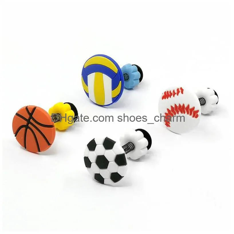 10pcs charms cartoon sports ball shoe accessories football basketball buckle decorations fit croc wristband jibz kids xmas