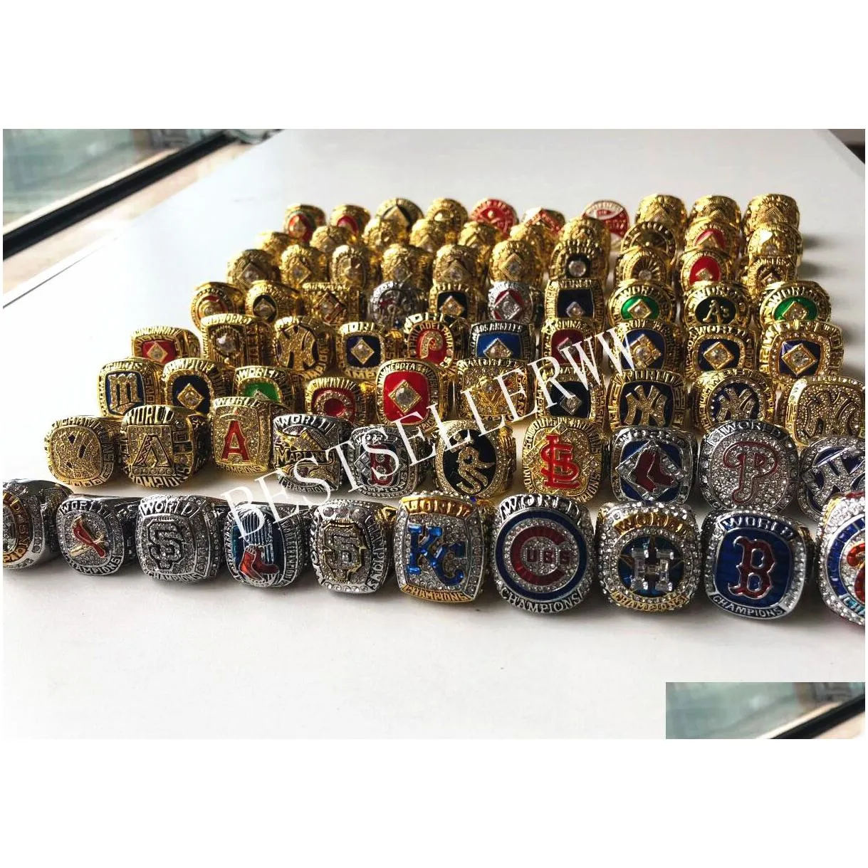 all 1903 - 2023 world series baseball team champions championship ring set souvenir men fan gift can random wholesale