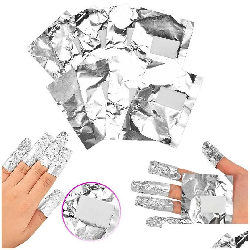 100pcs /pack aluminum foil papers nail art soak off acrylic gel polish nail removal wraps beauty makeup tool with cotton pad