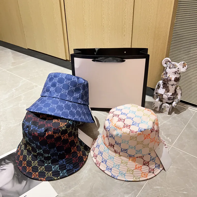 luxurys designers bucket hats classical wide brim hats color splicing full print letter sun hats trend travel buckethats hundred hat top level