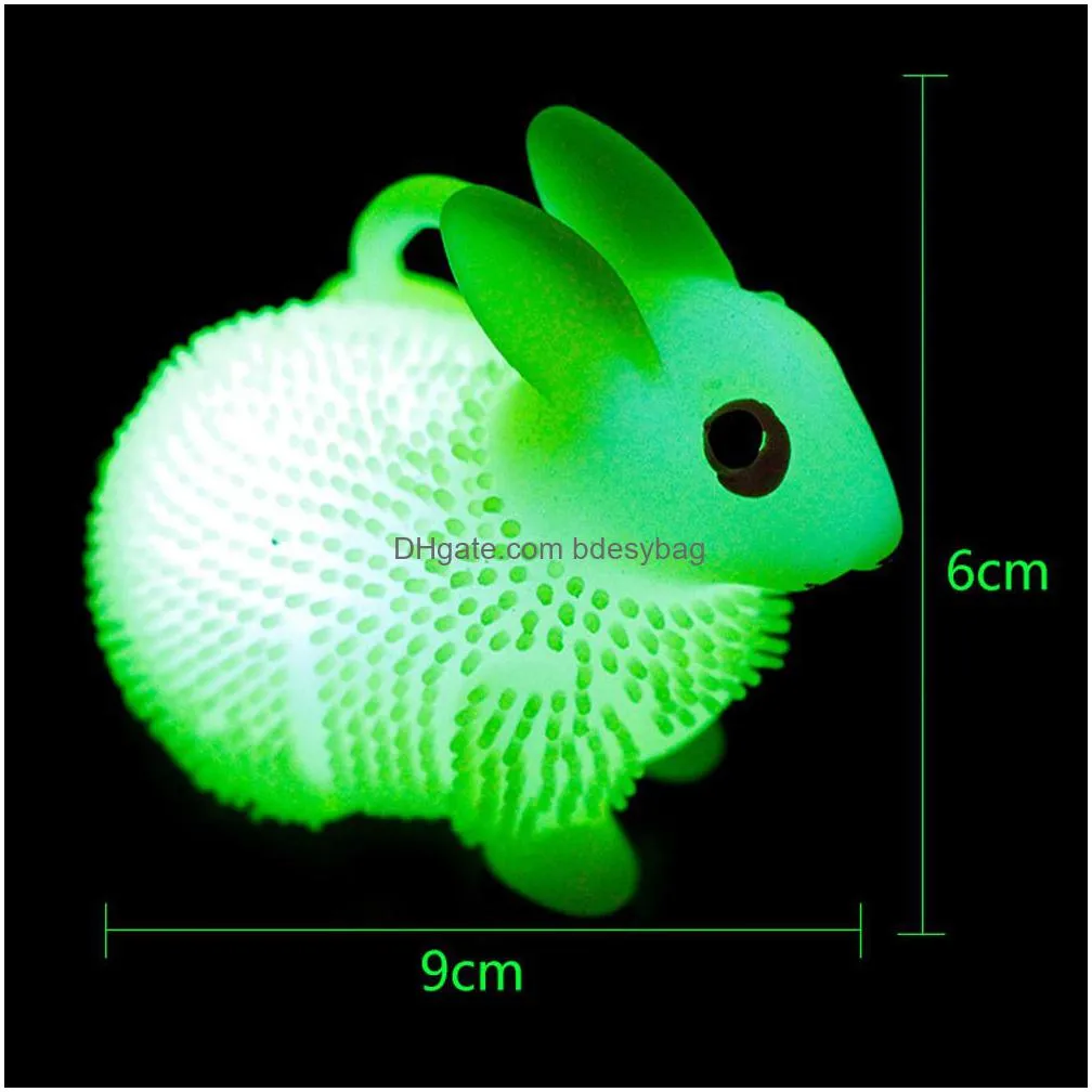 rubber led bunny bouncing ball flash safe luminous rabbit bouncy glow in the dark toys for children outdoor