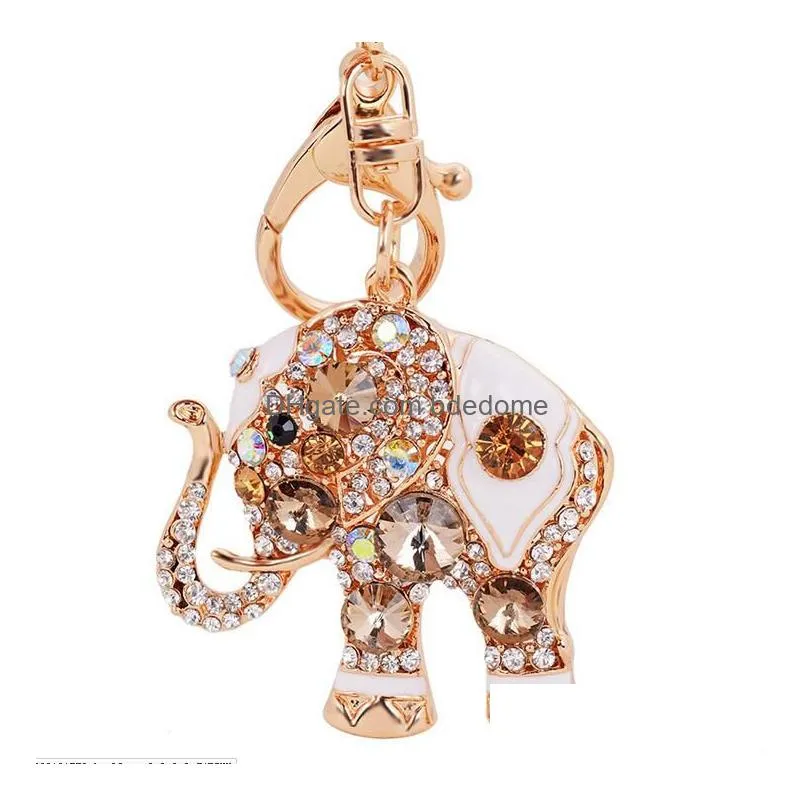 Colorf Cute Elephant Keychain Key Chain Ring Holder Porte Clef Gift Men Women Souvenirs Bag Pendant Car Drop Delivery Dhv6R