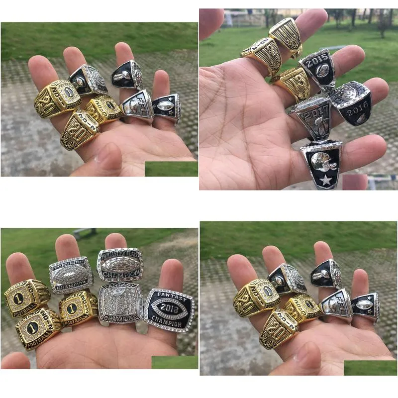 7 pcs fantasy american football championship ring men fan souvenir gift wholesale 2019 drop shipping