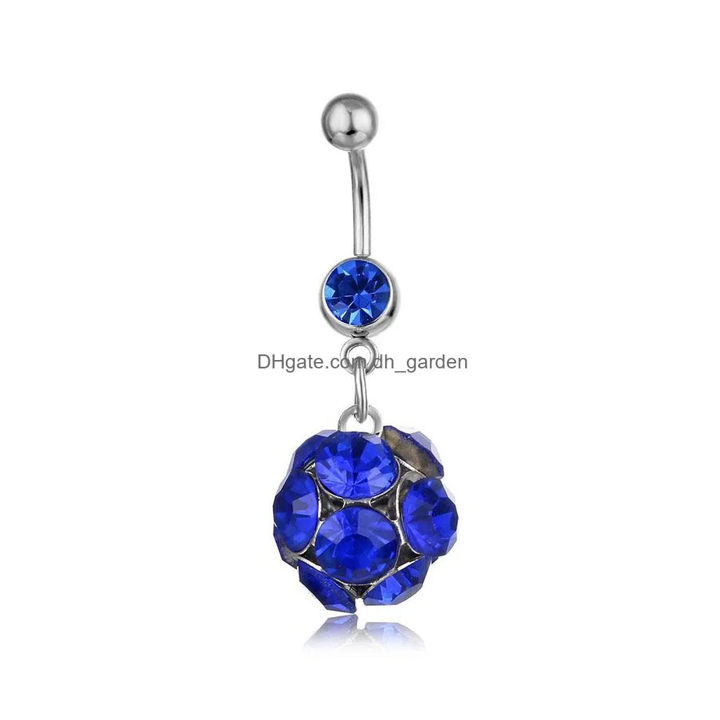d0153 jewelry ball stone belly navel button ring mix colors