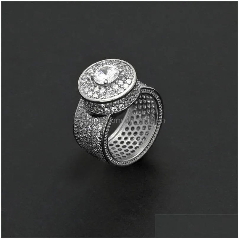 mens hip hop ring jewelry gold silver iced out crystal gemstone diamond rings for men