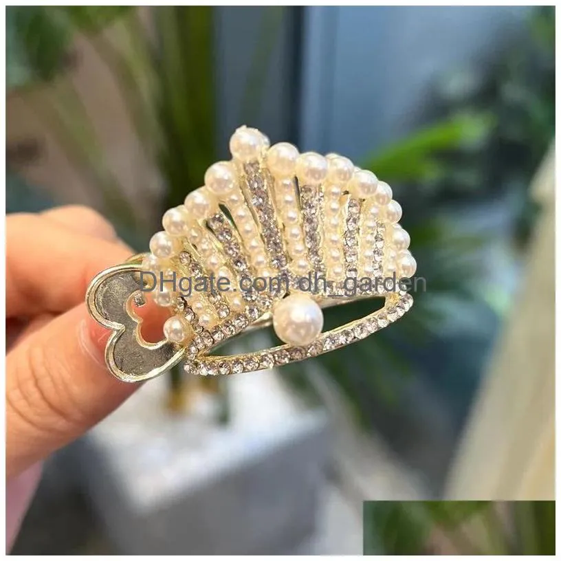 Hair Clips & Barrettes Rhinestone Pearl Ponytail Hair Claw For Women Styling Tool Fashion Crab Hairpins Clip Accessories Dro Dhgarden Dhsgv