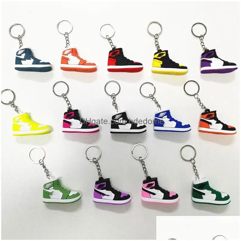 Designer Mini Sile 3D Sneaker Pompom Keychain Men Women Kids Key Ring Gift Shoes Keychains Handbag Chain Basketball Rabbit Hair Drop D Dhrcp