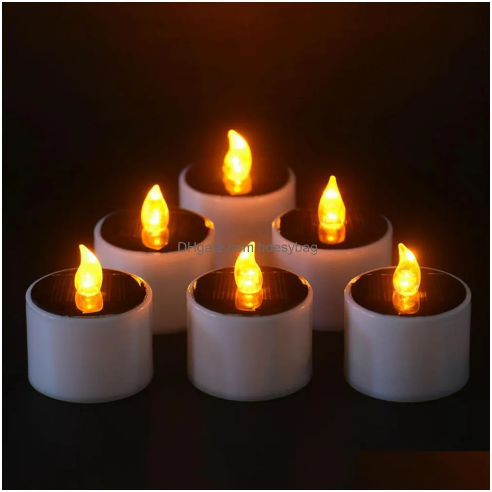 1 pcs/set plastic solar energy candle yellow solar power led candles/flameless electronic tea lights lamp for outdoor