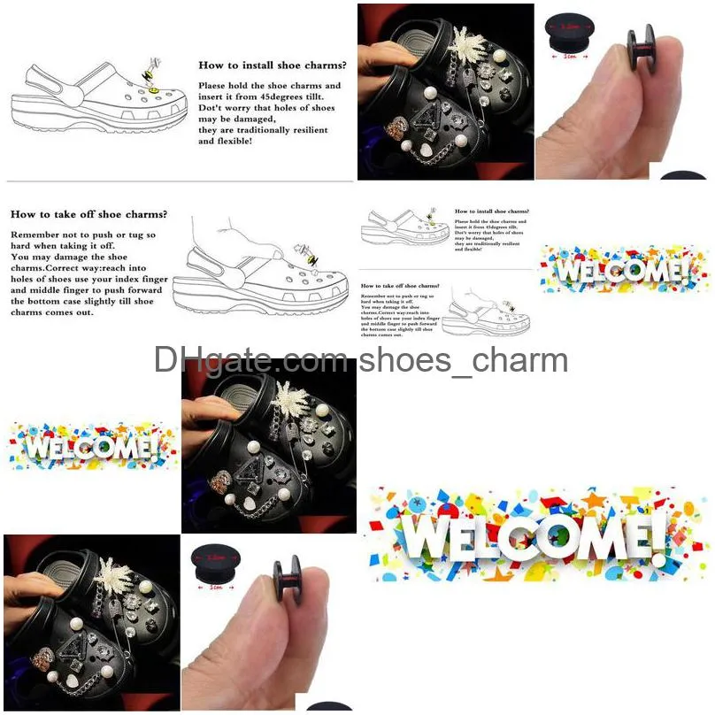 pearl flower diamond charms shoe buckle gifts kids accessories decoration party fit croc slipper diy xmas wristbands pvc