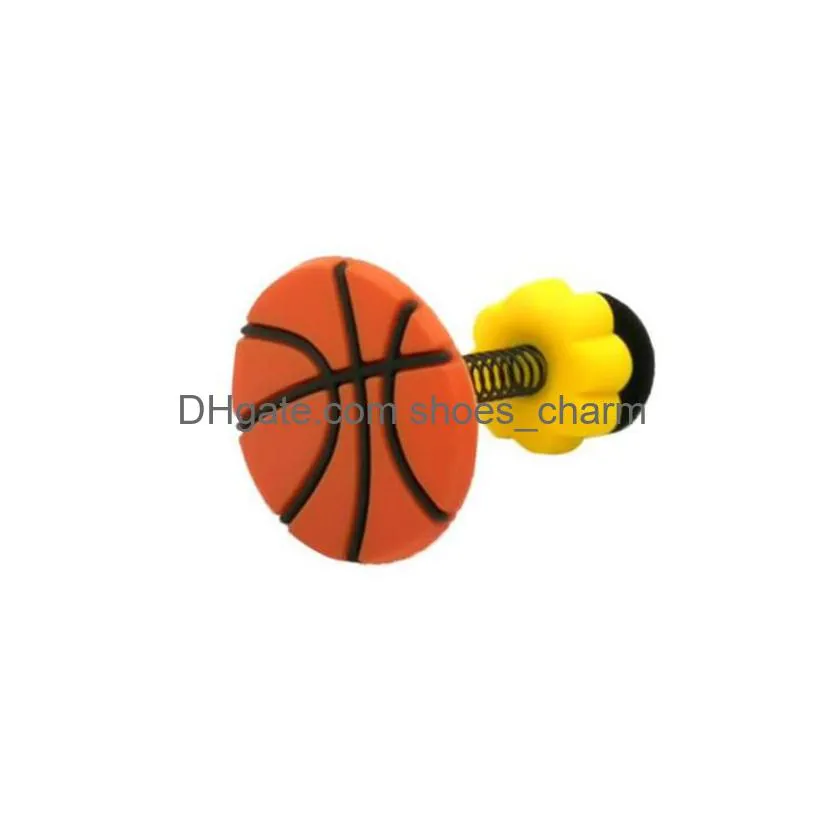 10pcs charms cartoon sports ball shoe accessories football basketball buckle decorations fit croc wristband jibz kids xmas