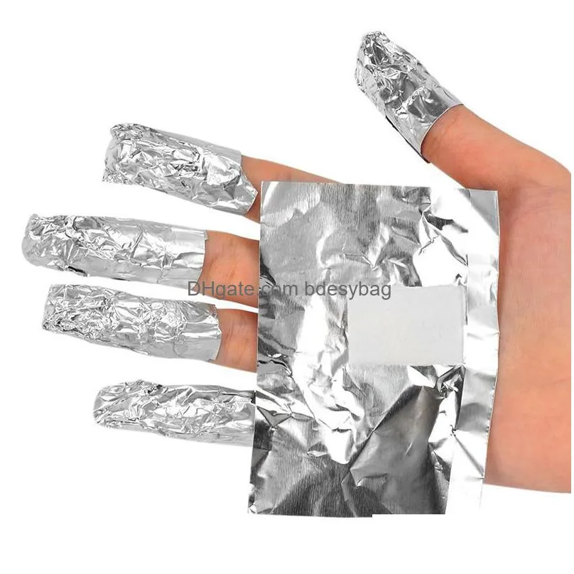 100pcs /pack aluminum foil papers nail art soak off acrylic gel polish nail removal wraps beauty makeup tool with cotton pad