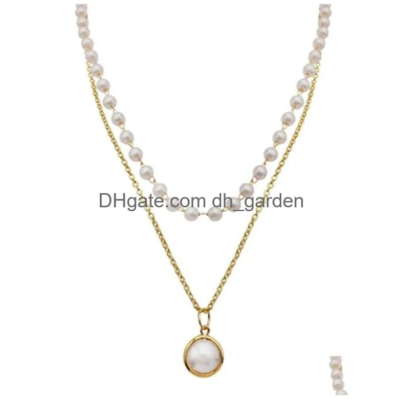 Pendant Necklaces Bohemian Imitation Pearl Necklace For Women Faux Pearls Layered Choker Wedding Pendant Necklaces Tiny Chai Dhgarden Dhjgd