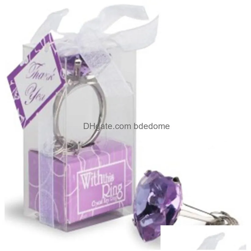 Engagement Ring Key Chain 5 Color Novelty Nt Diamond Party Favor Wedding Gift For Guests Supplies Drop Delivery Dhqfv