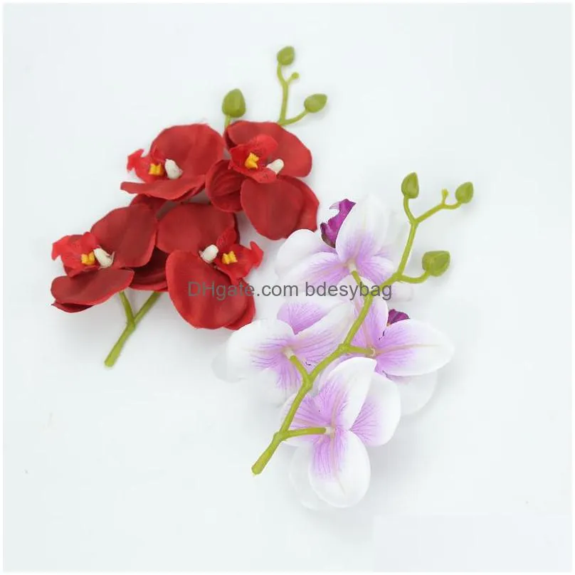 artificial butterfly flowers orchid bouquet fake plants vase for home wedding decoration ornamental flowerpot silk string