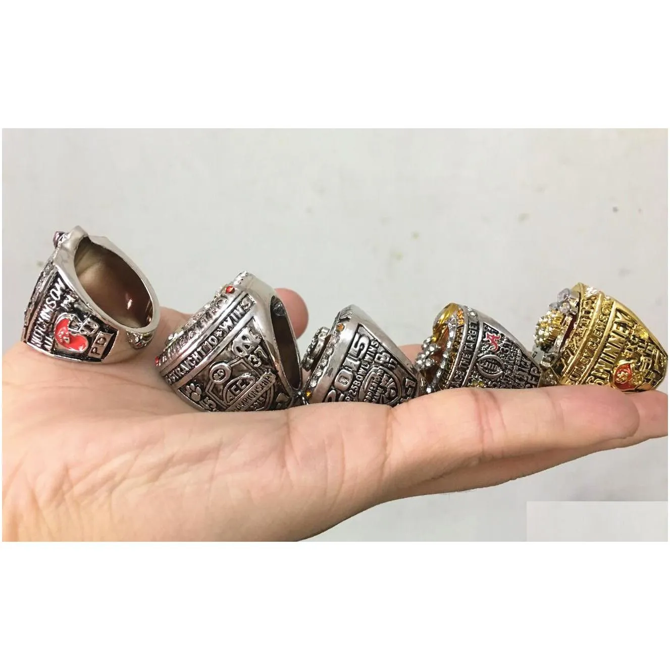5pcs clemson tigers national championship ring set with wooden display box case fan gift 2019 wholesale drop shipping