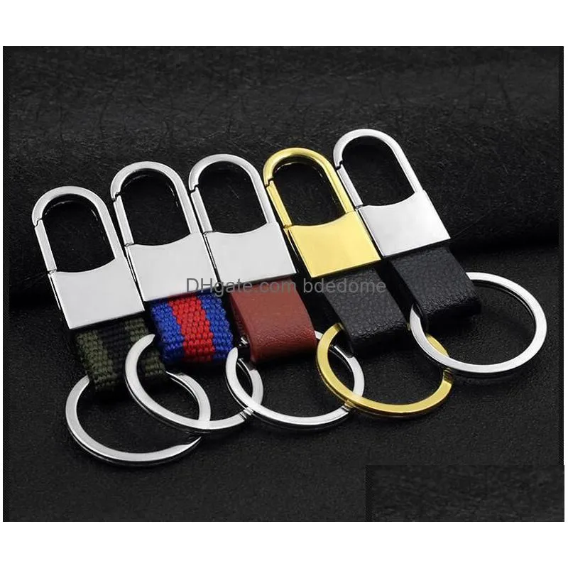 Custom Lettering Creative Business Men Leather Keychain Metal Car Key Ring Waist Hanged Chains For Gift Drop Delivery Dhxxf