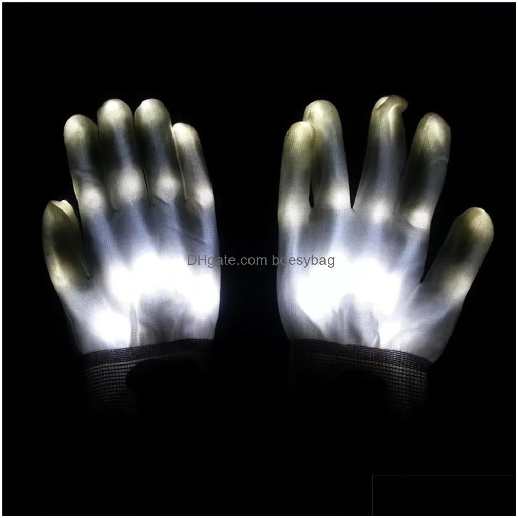 1pair led light up hand finger event gloves halloween christmas costume dance halloween decor festival accessory