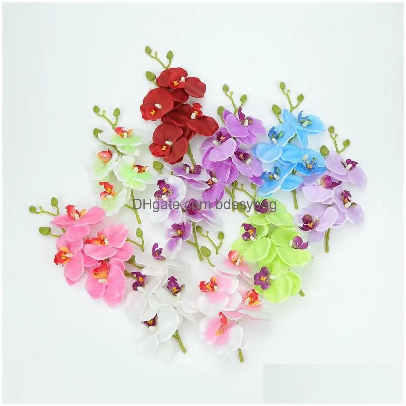 artificial butterfly flowers orchid bouquet fake plants vase for home wedding decoration ornamental flowerpot silk string