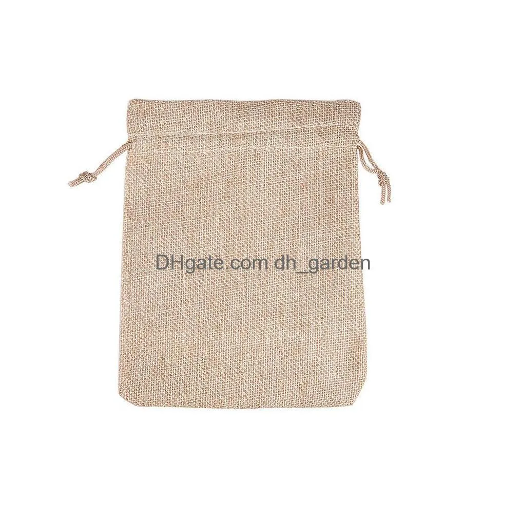 Jewelry Pouches, Bags 7X9Cm 9X12Cm 10X15Cm 13X18Cm Original Color Mini Pouch Jute Bag Linen Jewelry Gift Dstring Bags For We Dhgarden Dhv3Q